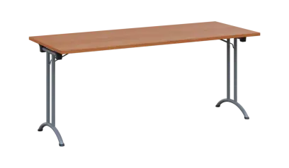 SLA 180 lak skládací jednací stůl 1800x700, deska 25 mm, podnož stříbrný lak, deska olše jantar